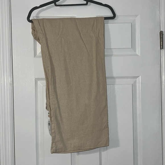 Linen Blend Wide Leg Womens Pants, Tailored Fit - Picture 4 of 4